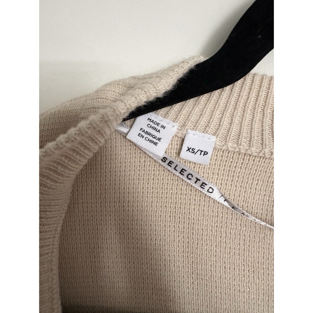 Selected Femme Striped Cardigan XS Beige Black Button Front Organic Cotton - Picture 5 of 9